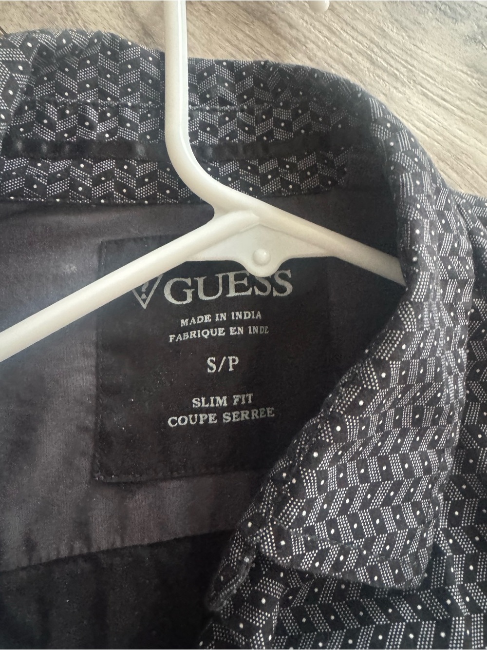 GUESS Black Shirt with White Micro-Geometric Print